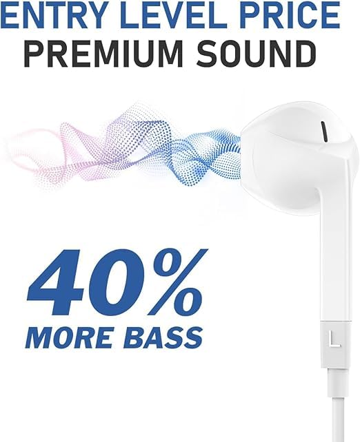 Snehvita USB C Headphones, Type C Wired Earbuds  (White)